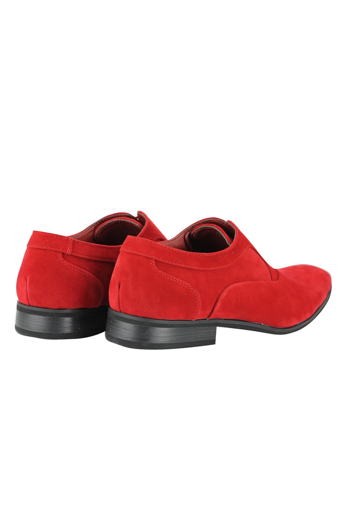 RED FAUX LEATHER LACE-UPS SHOES