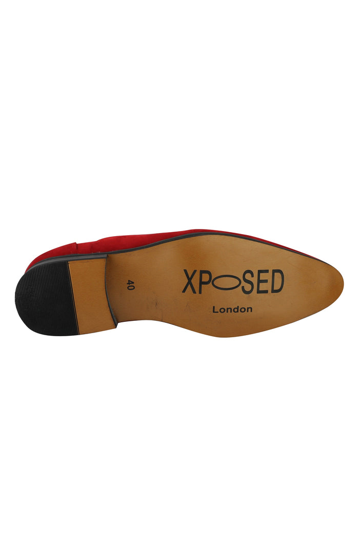 RED FAUX LEATHER LACE-UPS SHOES