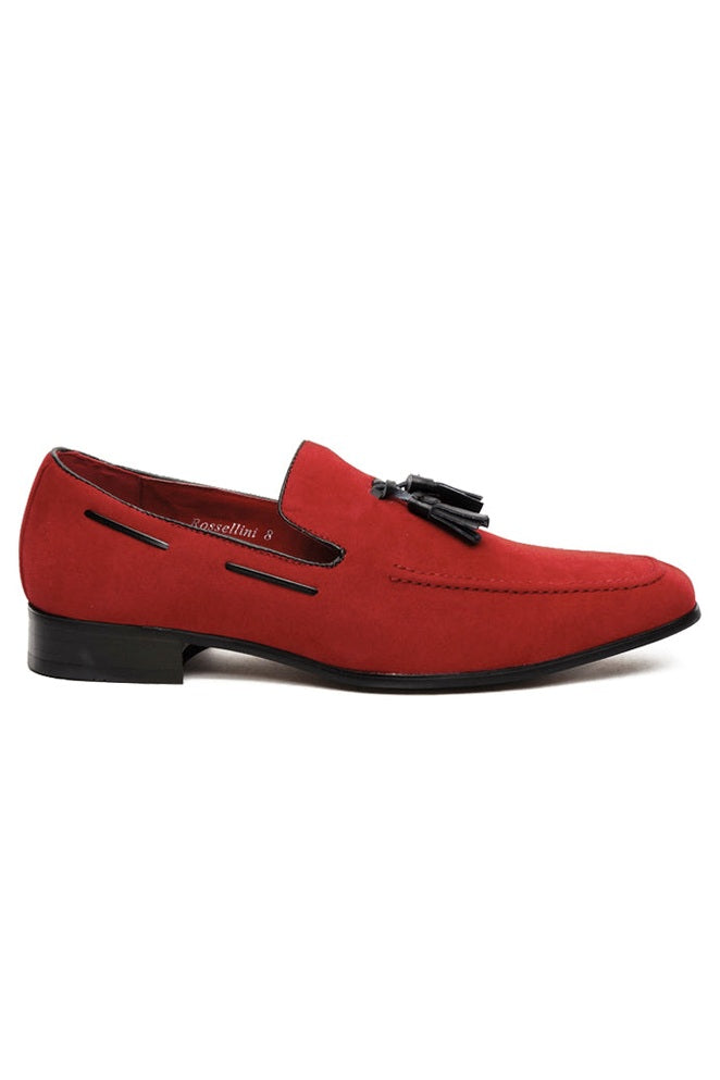 RED SUEDE TASSEL LOAFERS