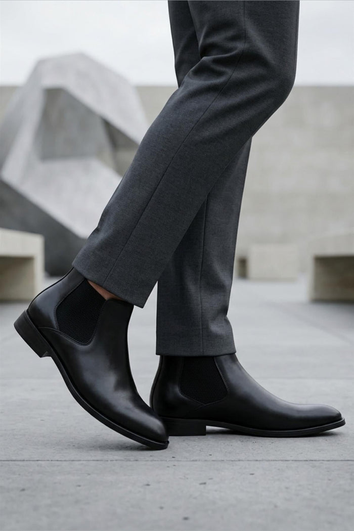 REMY Men’s Black Polished Leather Chelsea Boots