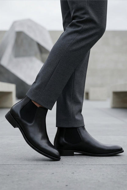 REMY Men’s Black Polished Leather Chelsea Boots