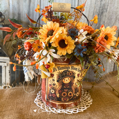 Restocked! God's Blessings Bloom Here Tin Can Decor with Faux Candle
