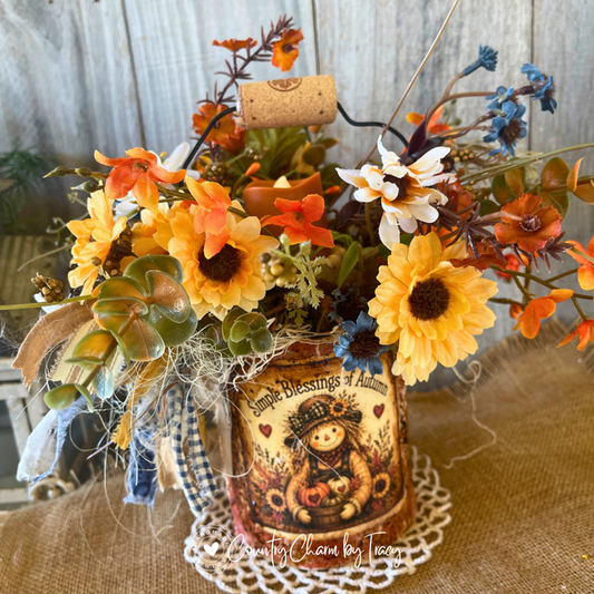 Restocked! Simple Blessings of Autumn Tin Can Decor with Faux Candle