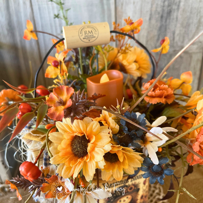Restocked! Simple Blessings of Autumn Tin Can Decor with Faux Candle