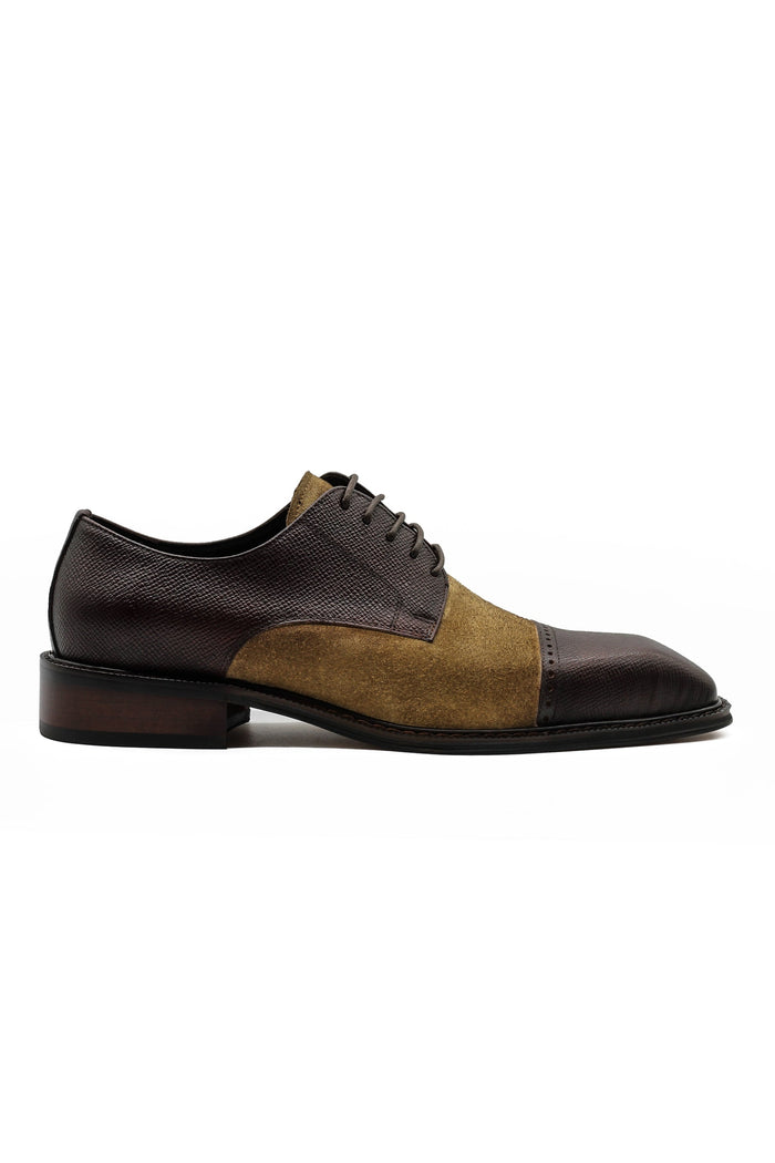 Retro Brown Leather & Suede Lace Up Derby Shoes