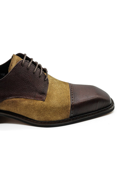 Retro Brown Leather & Suede Lace Up Derby Shoes