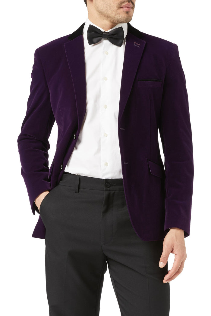 Men's Ricky Purple Single Breasted Soft Velvet 4-Piece Tuxedo Suit Bundle