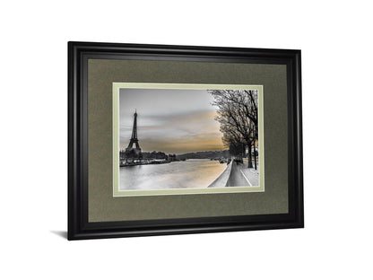River Seine And The Eiffel Tower By Assaf Frank - Framed Print Wall Art - Gray