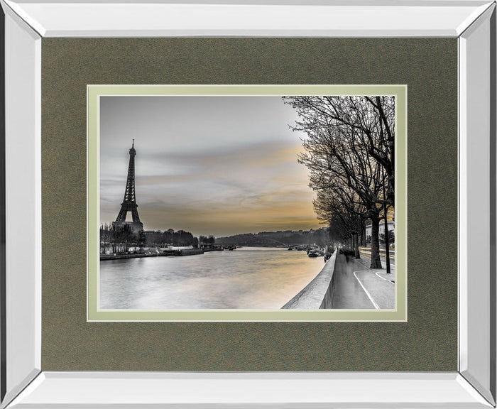 River Seine And The Eiffel Tower By Assaf Frank - Mirror Framed Print Wall Art - Gray