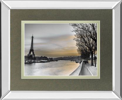River Seine And The Eiffel Tower By Assaf Frank - Mirror Framed Print Wall Art - Gray