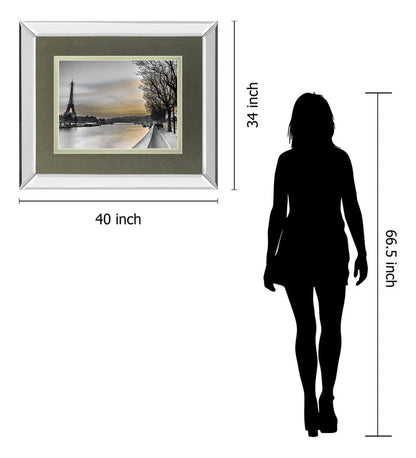 River Seine And The Eiffel Tower By Assaf Frank - Mirror Framed Print Wall Art - Gray