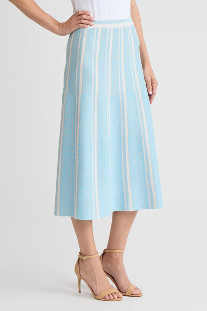 Roadmap Pattern Soft Knit Midi Skirt, Serene/Limestone/White | Ming Wang