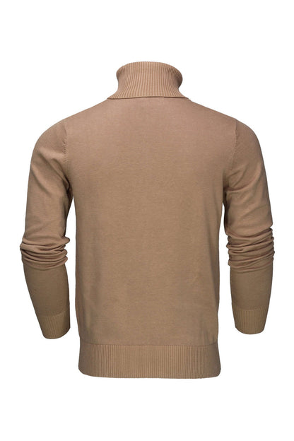 ROLL NECK JUMPER LIGHTWEIGHT STRETCH COTTON, CAMEL