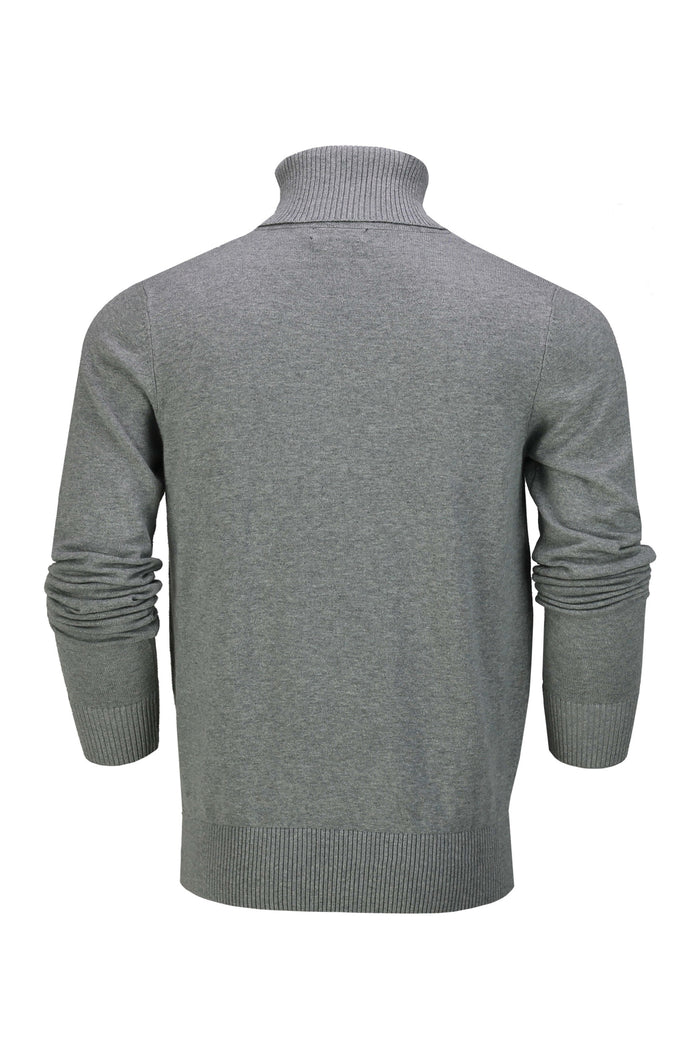 ROLL NECK JUMPER LIGHTWEIGHT STRETCH COTTON, LIGHT-GREY