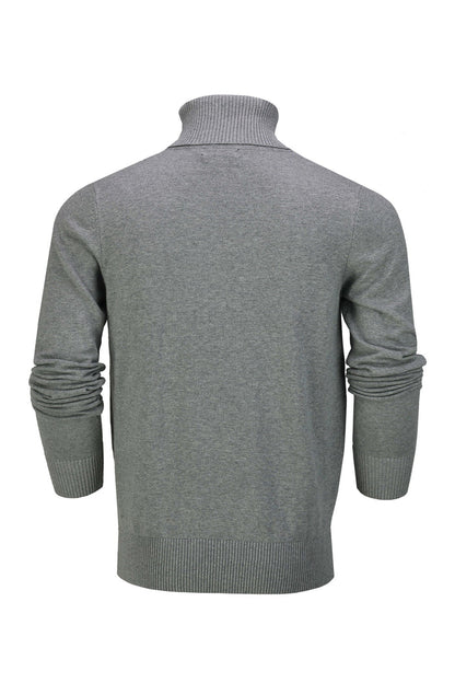 ROLL NECK JUMPER LIGHTWEIGHT STRETCH COTTON, LIGHT-GREY