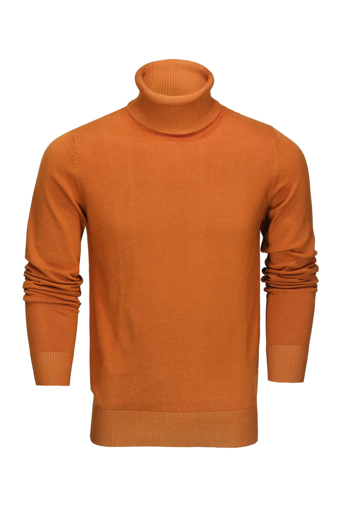 ROLL NECK JUMPER LIGHTWEIGHT STRETCH COTTON, MUSTARD