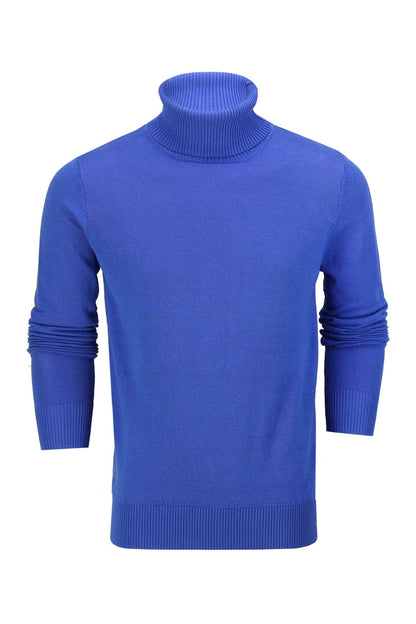 ROLL NECK JUMPER LIGHTWEIGHT STRETCH COTTON, ROYAL BLUE