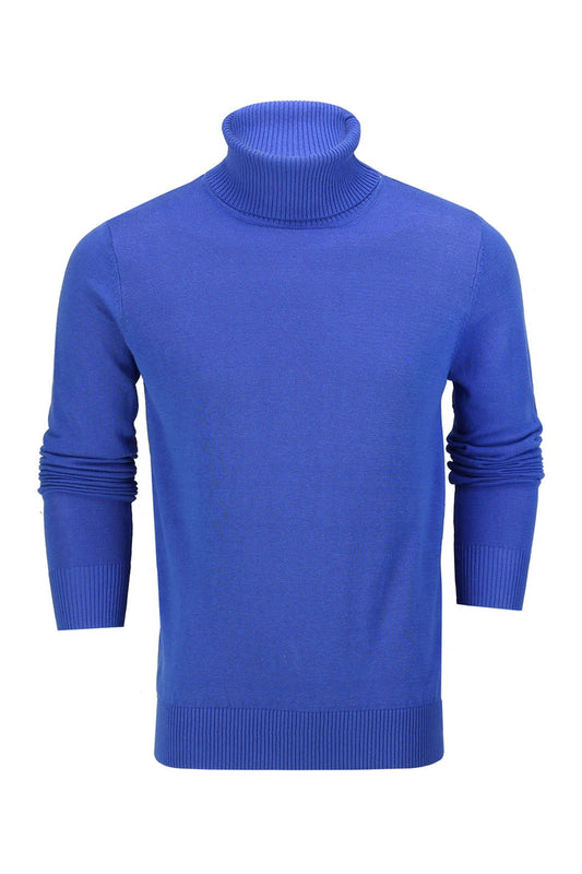 ROLL NECK JUMPER LIGHTWEIGHT STRETCH COTTON, ROYAL BLUE