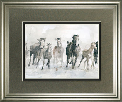 Running Wild By Carol Robinson - Framed Watercolor Print Wall Art - Dark Gray
