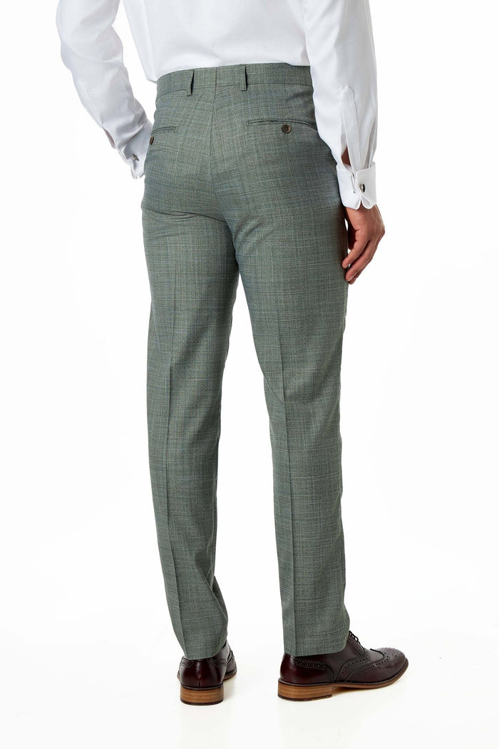 Sage Green Textured Tailored Fit Suit Trousers