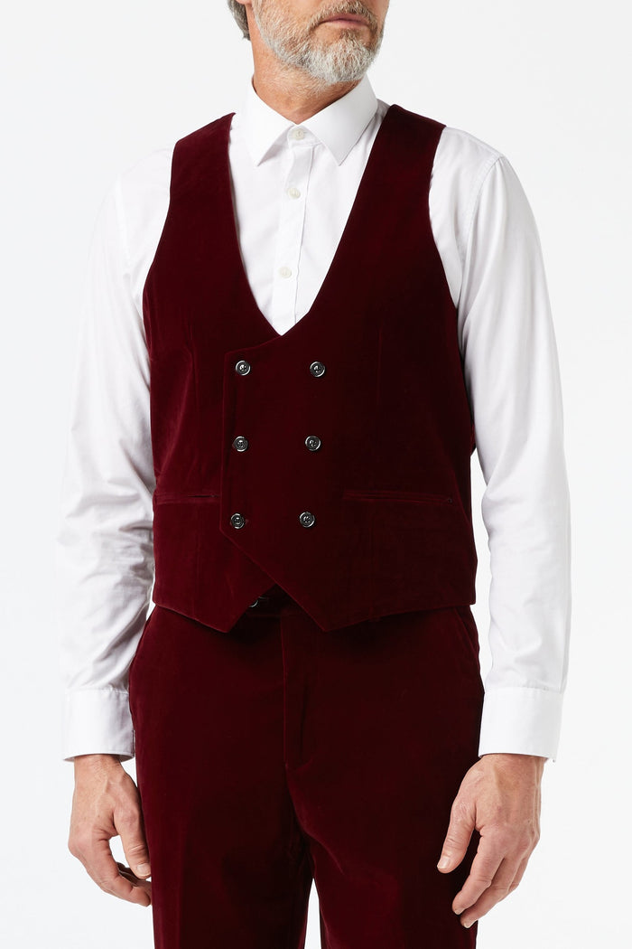 SAM - Burgundy Velvet 3 Piece Wedding Suit