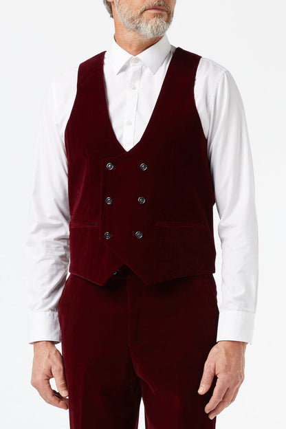 SAM - Burgundy Velvet 3 Piece Wedding Suit