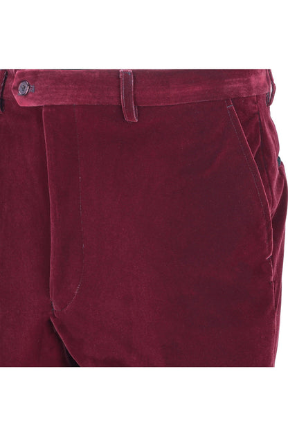 SAM - Mens Dinner Party Burgundy Soft Velvet Trousers