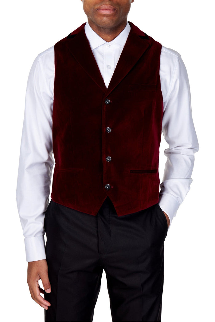 SAM Burgundy Velvet Collar Waistcoat