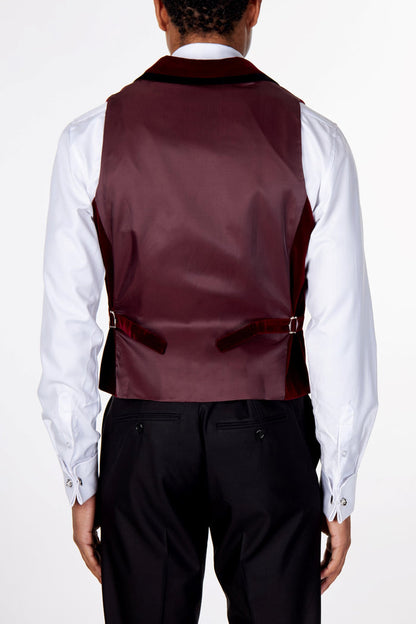 SAM Burgundy Velvet Collar Waistcoat