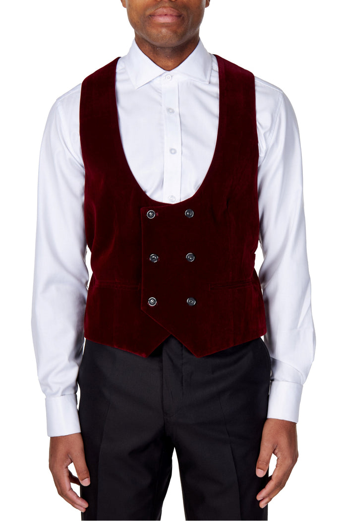 SAM Burgundy Velvet Low U Cut Waistcoat