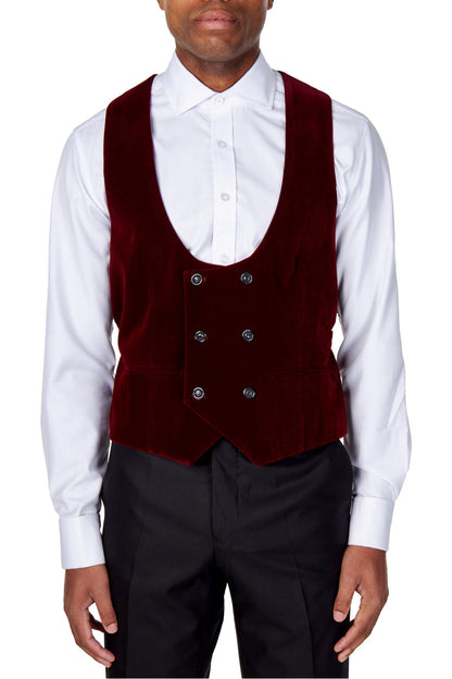 SAM Burgundy Velvet Low U Cut Waistcoat