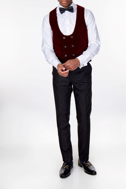 SAM Burgundy Velvet Low U Cut Waistcoat