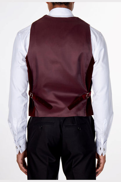 SAM Burgundy Velvet Low U Cut Waistcoat