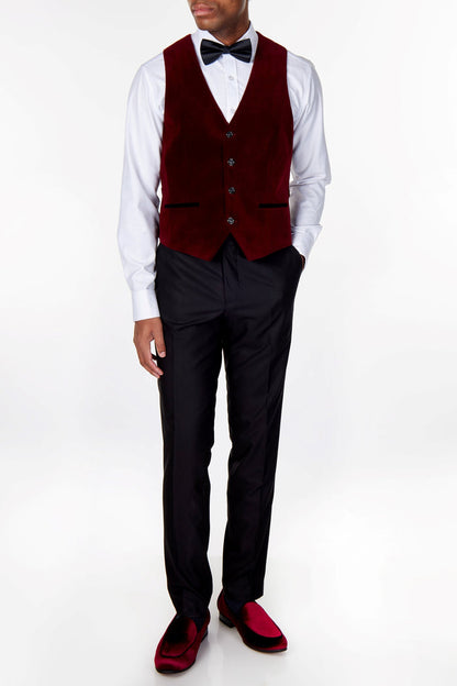 SAM Burgundy Velvet Plain Waistcoat