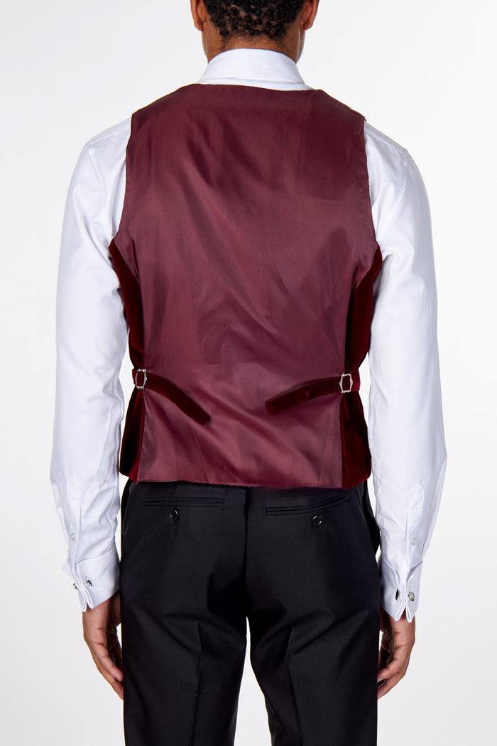 SAM Burgundy Velvet Plain Waistcoat