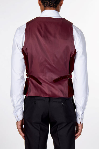 SAM Burgundy Velvet Plain Waistcoat