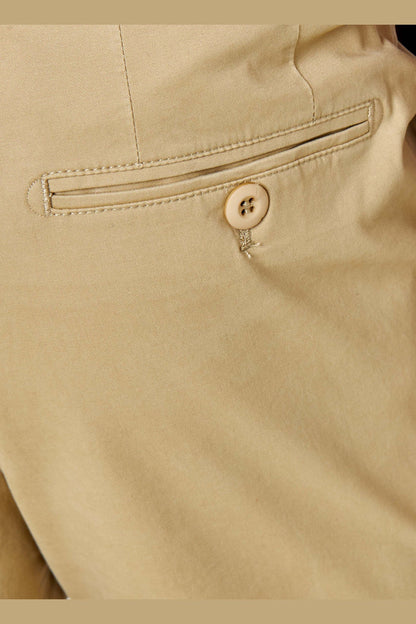 SAND BEIGE MENS STRETCH COTTON SMART CHINOS