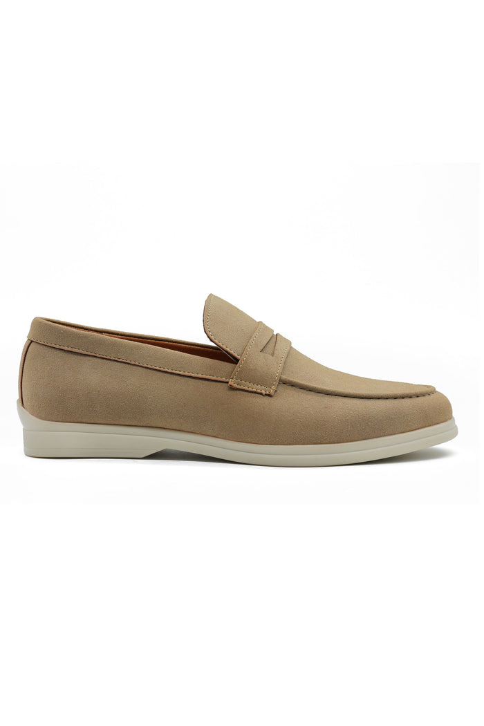 Sand Faux Suede Penny Loafers Lightweight Summer Slip-Ons