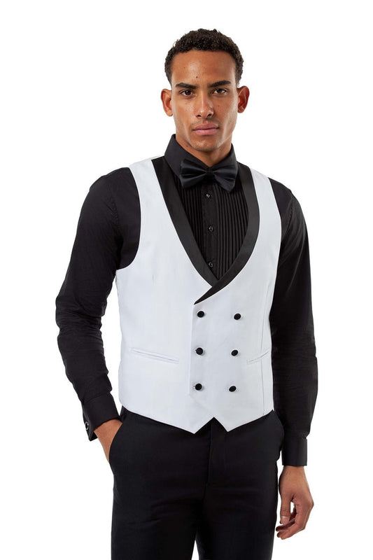 Satin Trim White Wedding Waistcoat Tuxedo Vest
