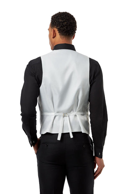 Satin Trim White Wedding Waistcoat Tuxedo Vest