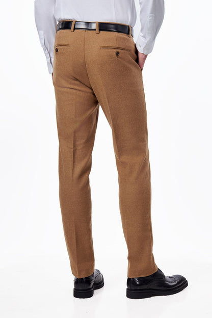 TAILORED CAMEL FLANNEL WOOL BLEND 2 PIECE SUIT