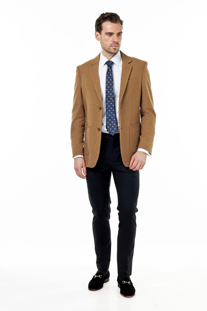 SEAN – Camel Wool Blend Stretch Tweed Jacket