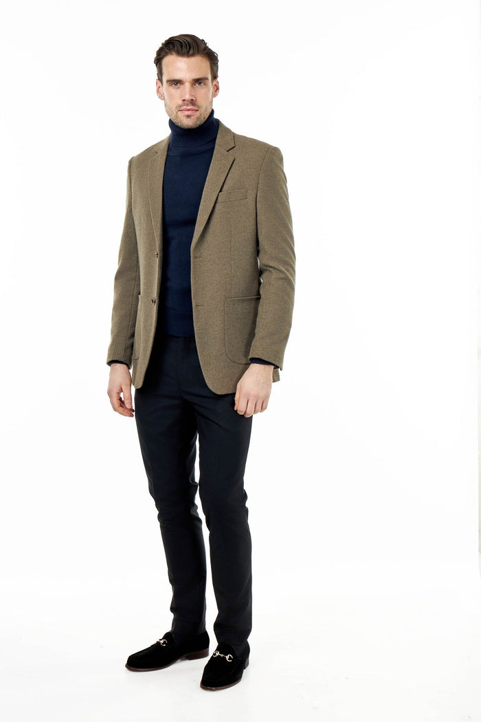SEAN – Khaki Wool Blend Stretch Tweed Jacket