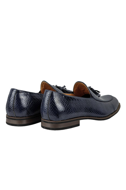 SHINY FAUX LEATHER PRINTED TASSEL LOAFERS