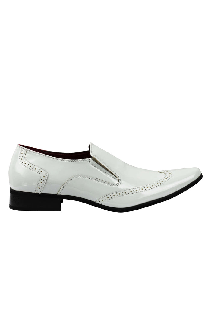 SHINY FAUX LEATHER WHITE LOAFERS