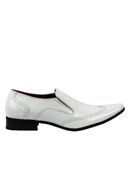 SHINY FAUX LEATHER WHITE LOAFERS