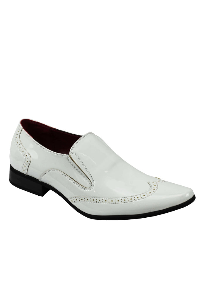 SHINY FAUX LEATHER WHITE LOAFERS
