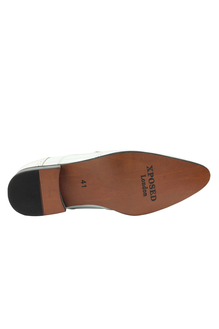 SHINY FAUX LEATHER WHITE LOAFERS