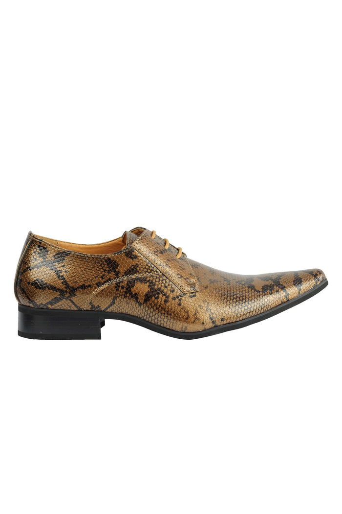 SHINY PATENT FAUX LEATHER SHOES IN BROWN