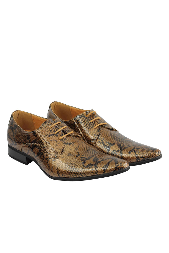 SHINY PATENT FAUX LEATHER SHOES IN BROWN
